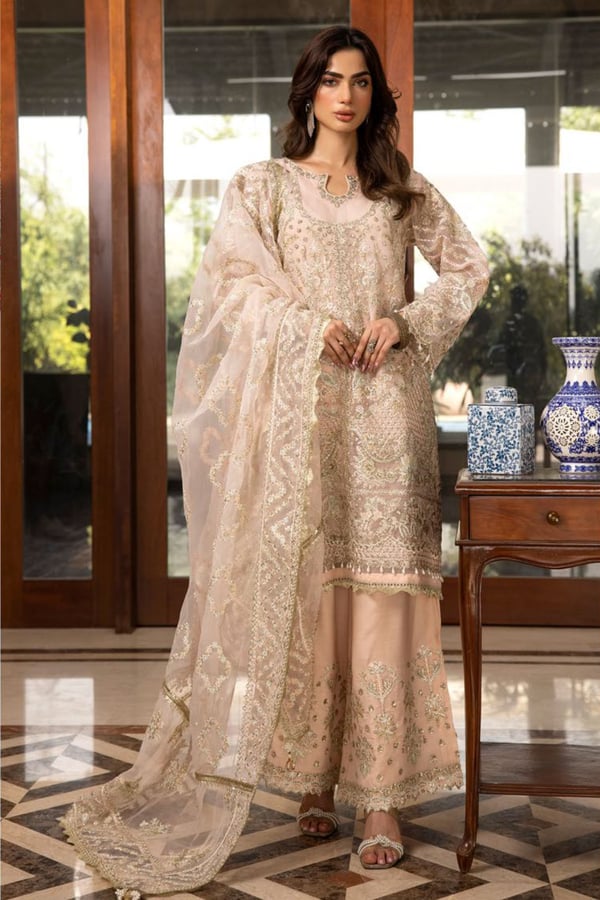Afrozeh collection 3 piece embroidered suit