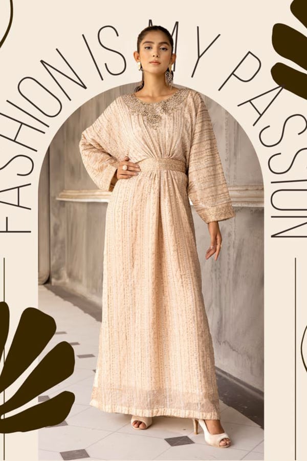 Jeem 2 piece luxury embroidered kaftan with belt - Image 2