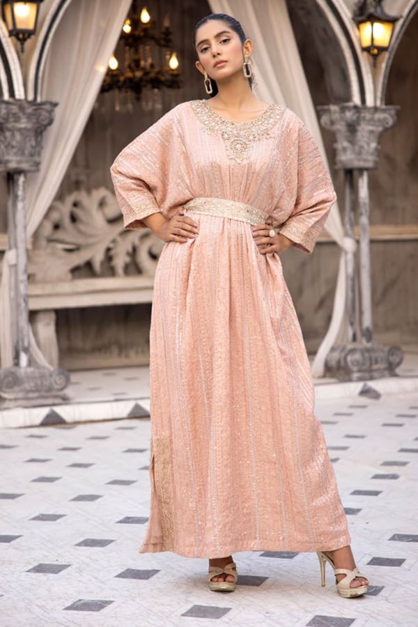 Jeem 2 piece luxury embroidered kaftan with belt - Image 9