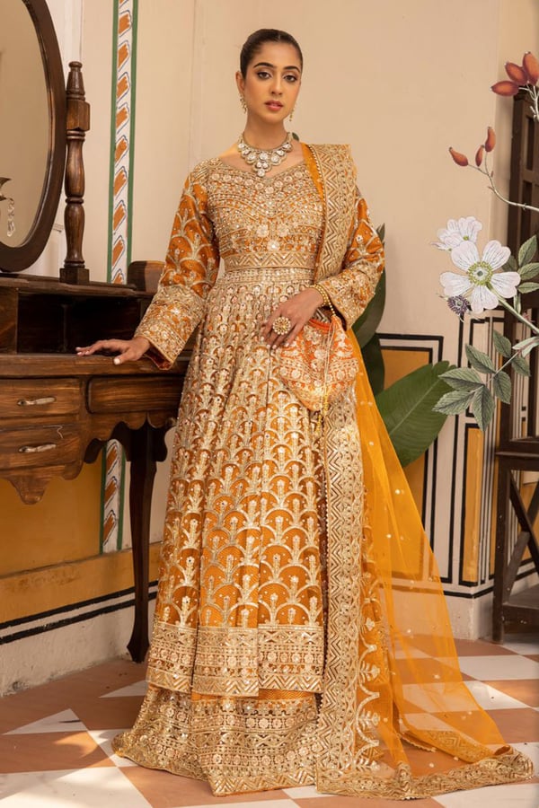 Firuzeh wedding collection 3 piece gown with lengha