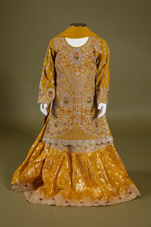 Kids 3 piece embroidered lengha suit