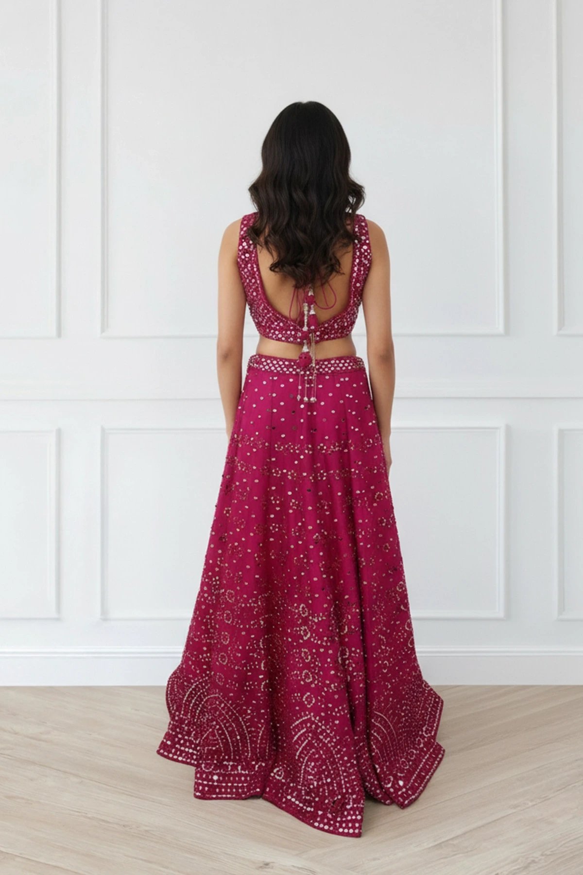 3 Piece mirror embroidered lengha choli - Image 2