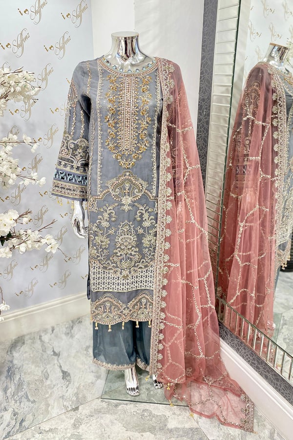 Imrozia collection 3 piece embroidered suit