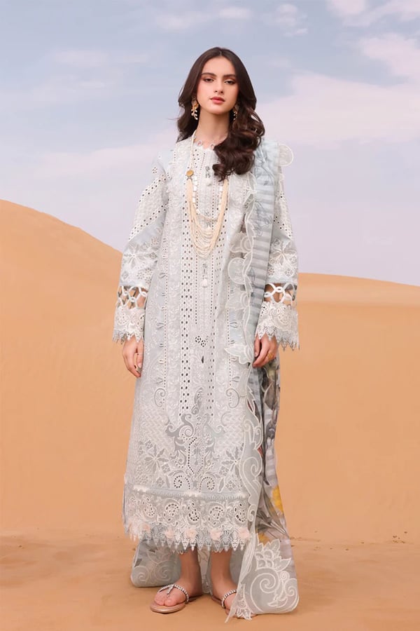 Qalamkaar 3 piece lawn embroidered suit