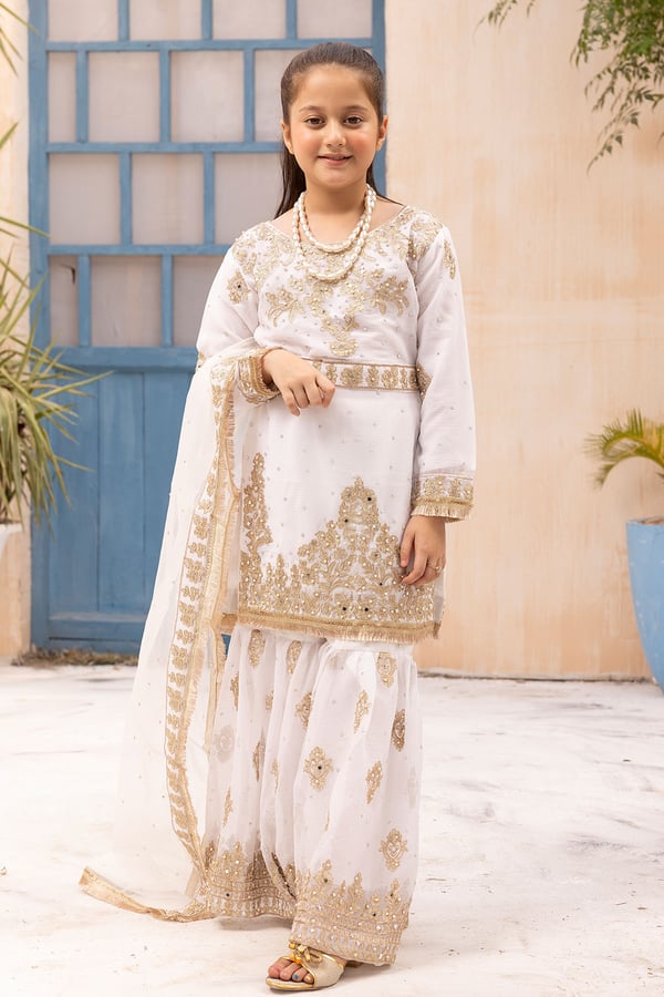 Nureh Shiffonz collection kids embroidered gharara suit - Image 3