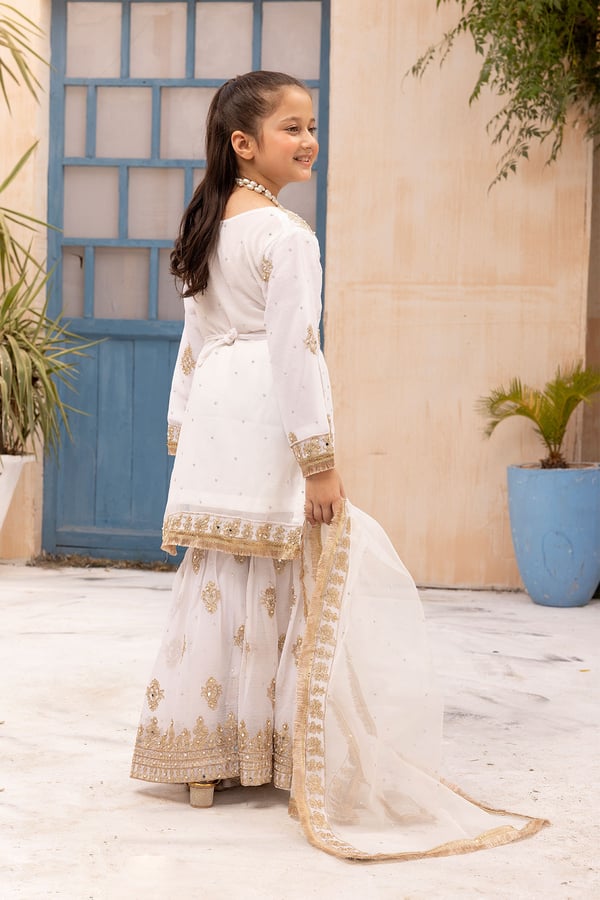 Nureh Shiffonz collection kids embroidered gharara suit - Image 4