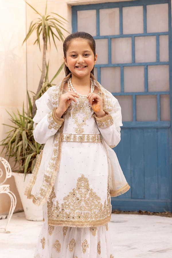 Nureh Shiffonz collection kids embroidered gharara suit - Image 5