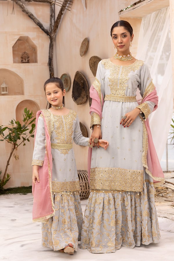 Nureh Shiffonz collection kids embroidered lengha suit