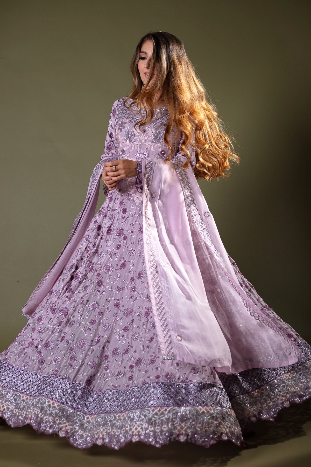 Ayre 3 piece thread work embroidered long dress - Image 5