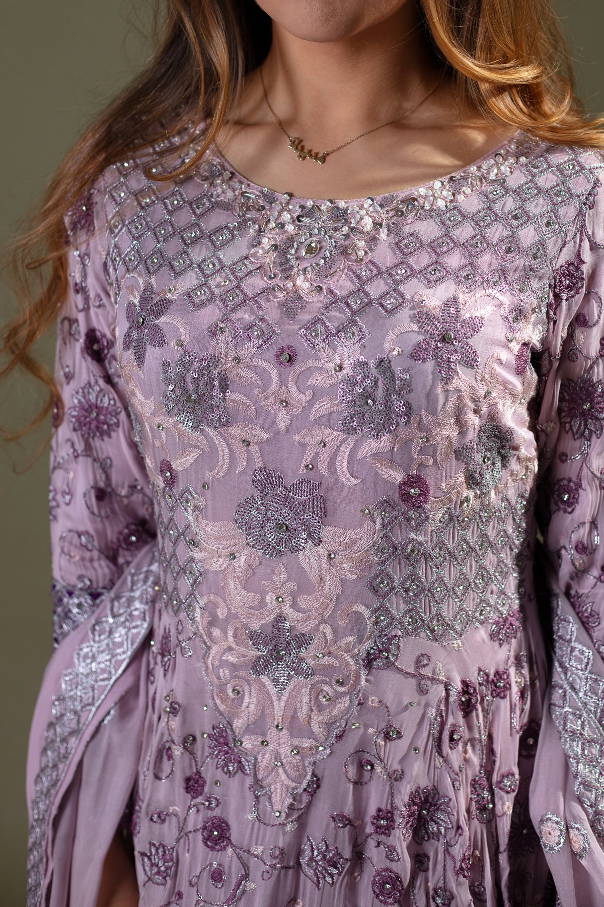 Ayre 3 piece thread work embroidered long dress - Image 6