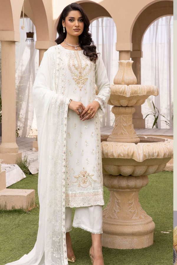 Agha Noor lux by Shiffonz 3 piece embroidered suit - Image 2