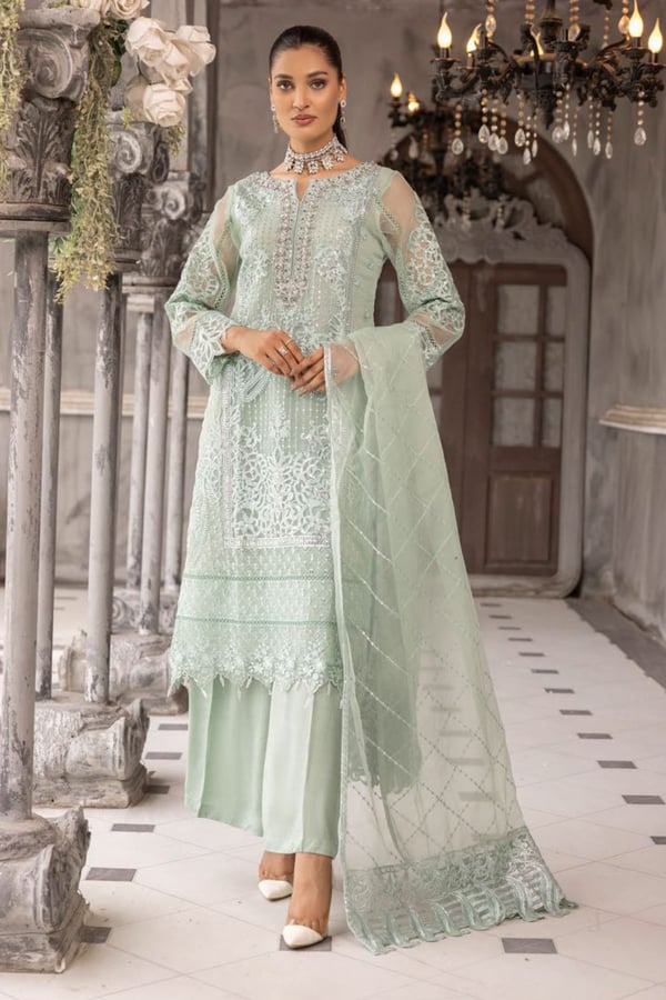 Eira collection 3 piece embroidered organza suit - Image 3