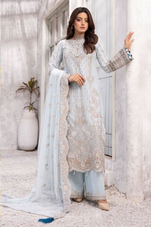 Imrozia collection 3 piece chiffon embroidered suit