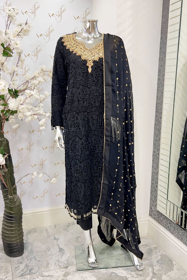 Zenal collection 3 piece cutwork embroidered suit