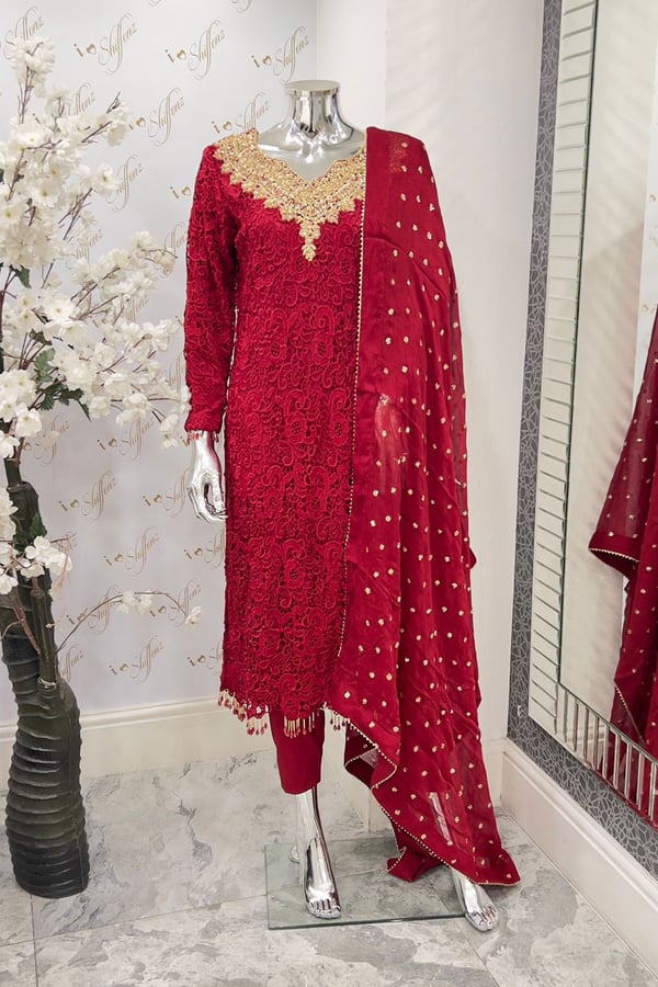 Zenal collection 3 piece cutwork embroidered suit - Image 2