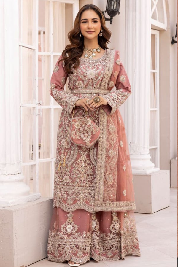 Pari lux 3 piece embroidered plazo suit
