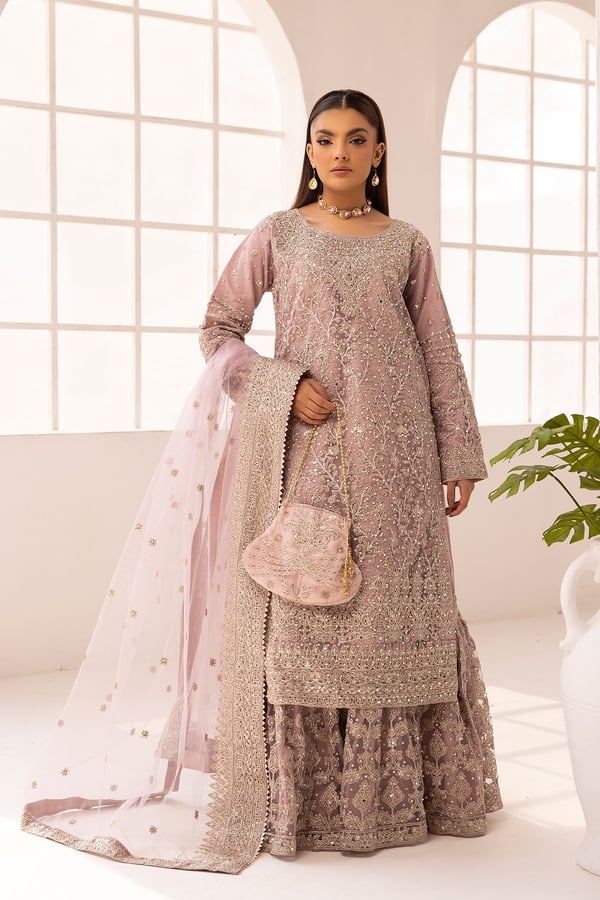 Shiffonz 3 piece embroidered farshi lengha suit - DTPINK, Large