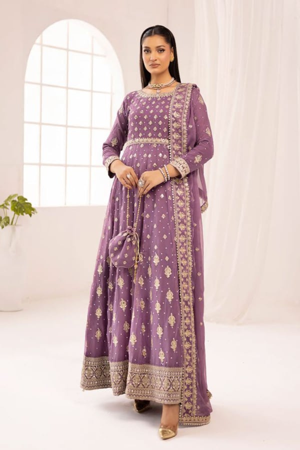 Saba collection 3 piece embroidered long dress