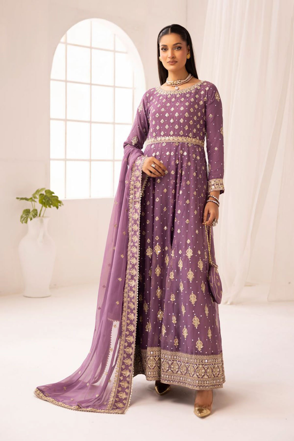 Saba collection 3 piece embroidered long dress - Image 2