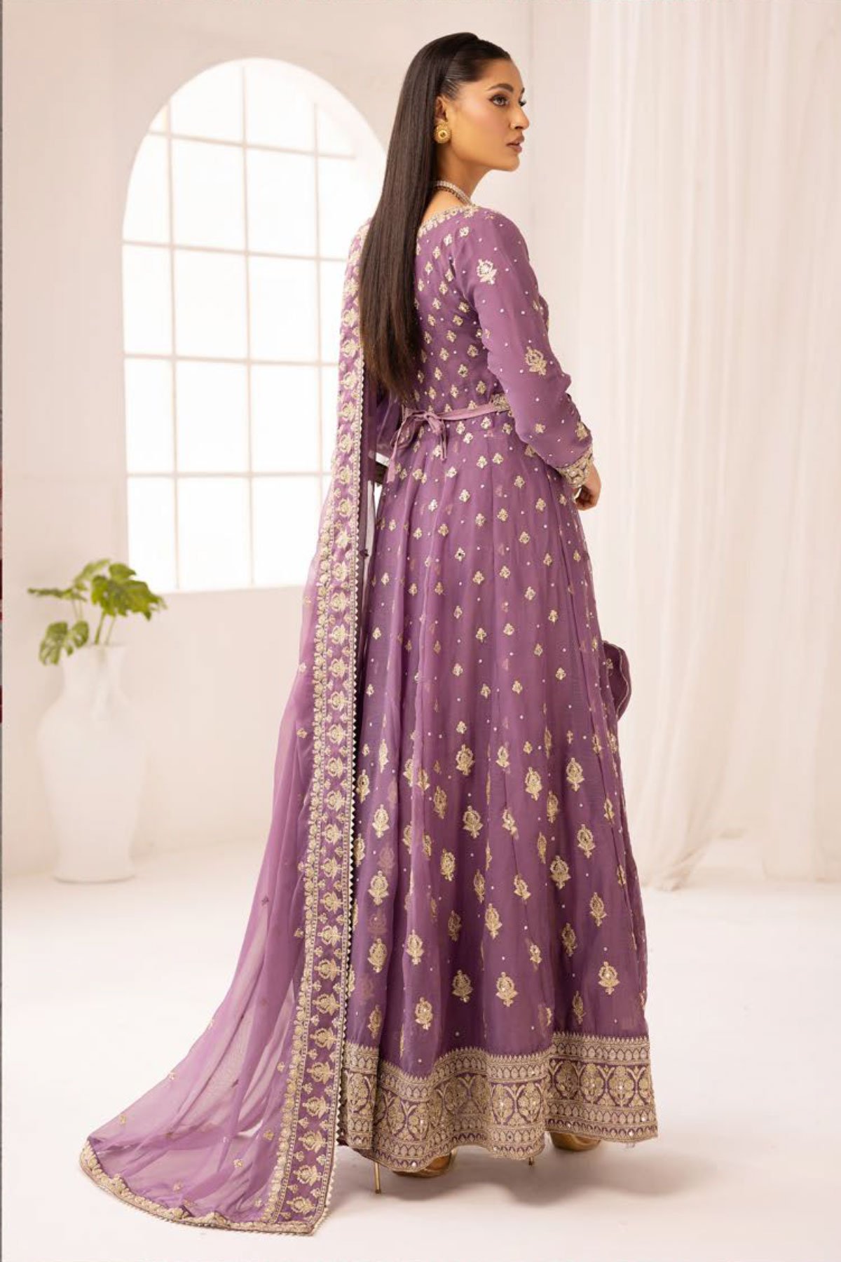 Saba collection 3 piece embroidered long dress - Image 3