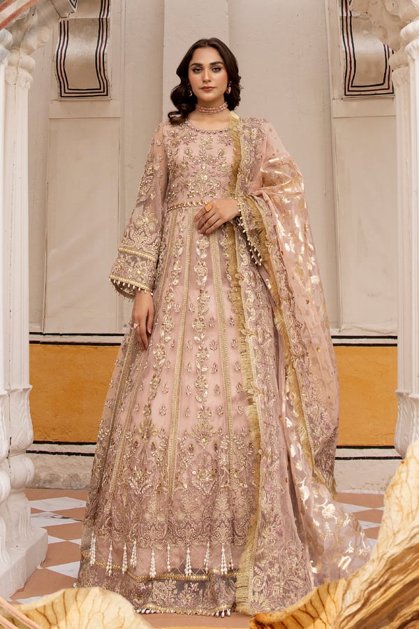 Hayat wedding collection 3 piece embroidered gown - BPINK, X - Large