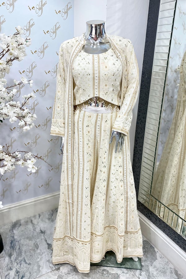 Shiffonz indo western 3 piece sharara suit - Image 2