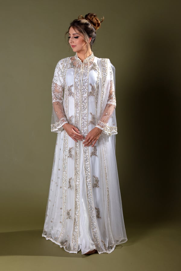 Mirana luxury collection 3 piece embroidered dress - White, 38