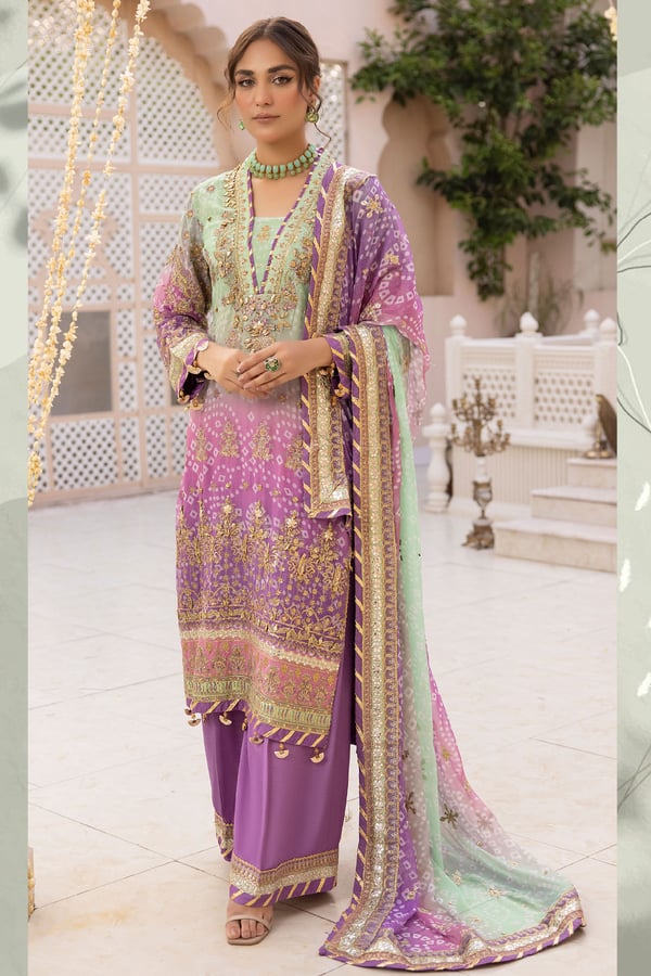 Baroque Aura lux collection 3 piece embroidered suit