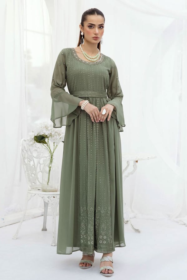 Chiffon luxury embroidered long kurti