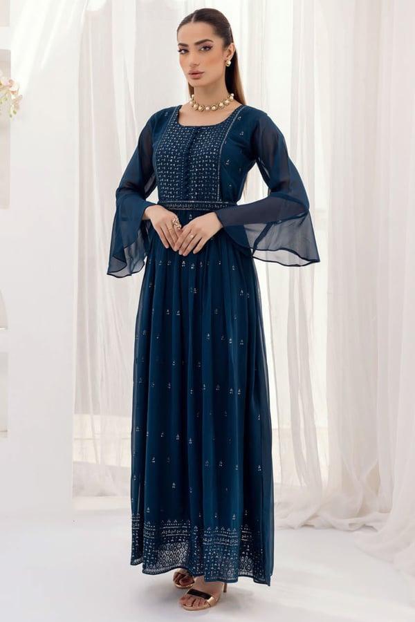 Chiffon luxury embroidered long kurti