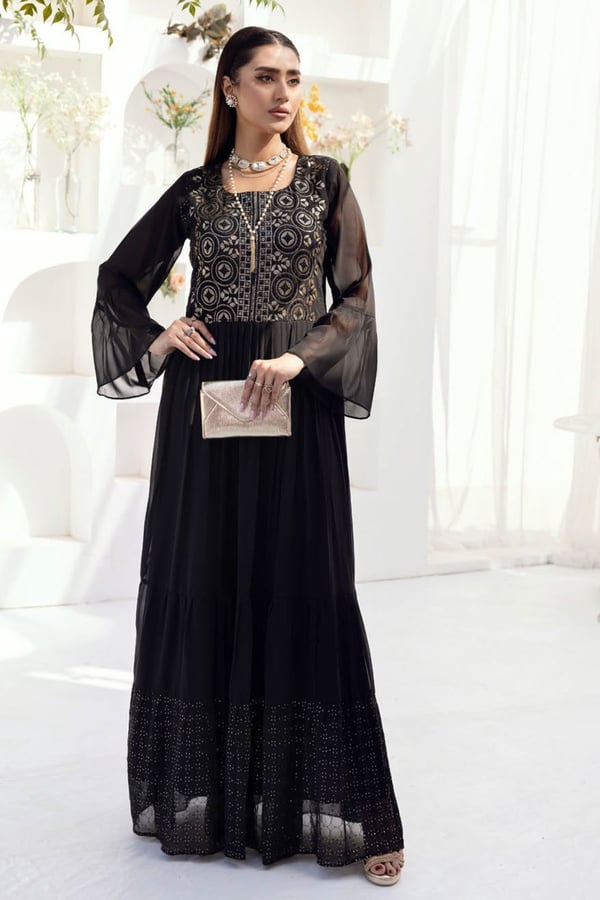 Chiffon luxury embroidered long kurti