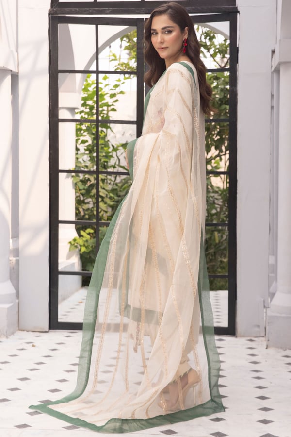 Amelia lux collection 3 piece linen embroidered shalwar suit - Image 2