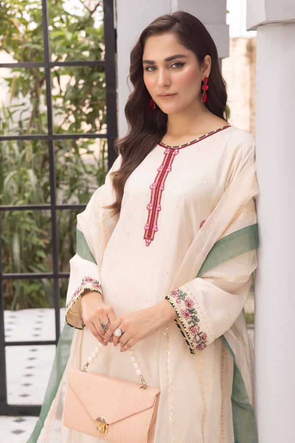 Amelia lux collection 3 piece linen embroidered shalwar suit - Image 4