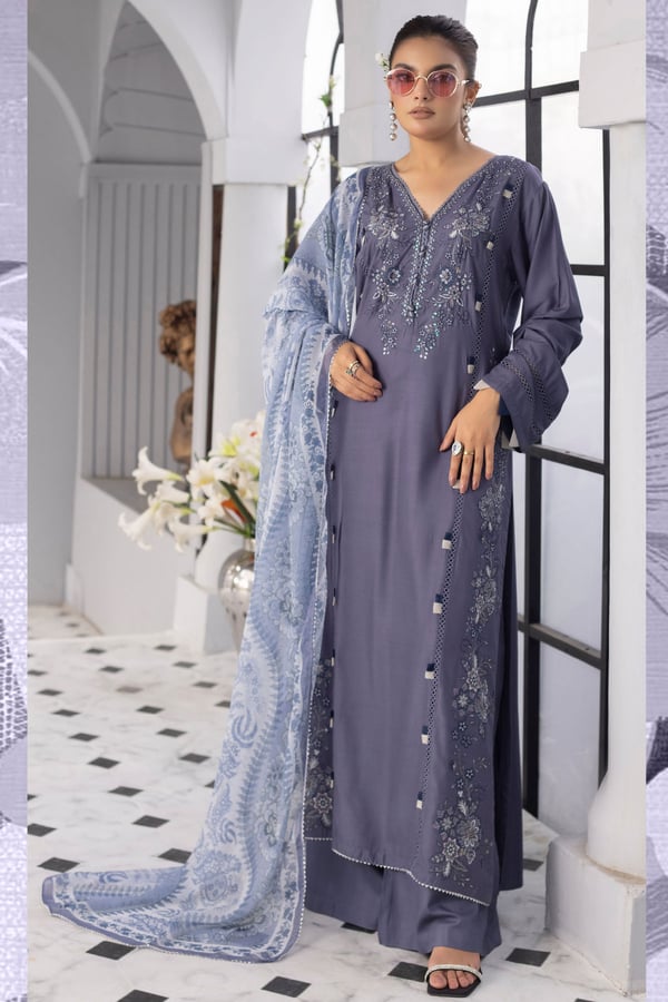 Amelia lux collection 3 piece linen embroidered suit