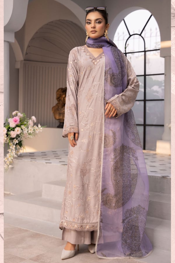 Amelia lux collection 3 piece linen embroidered suit