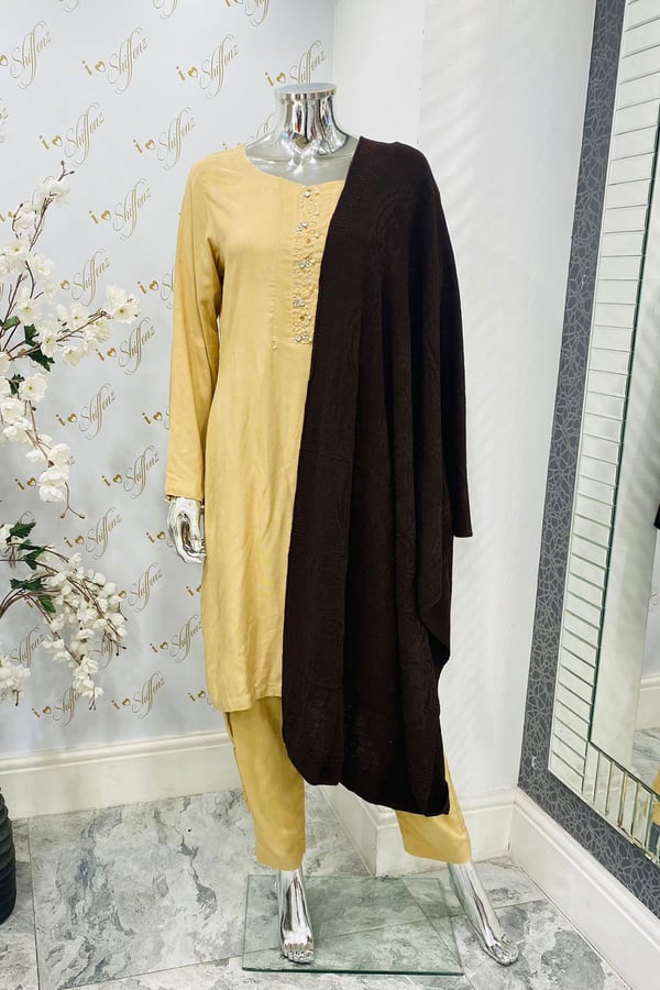 Wool shawl collection - Brown, FREE SIZE