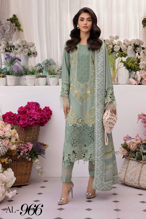 Shiffonz 3 piece luxury linen embroidered suit
