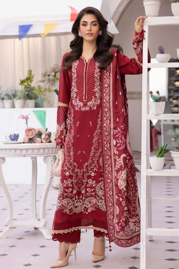 Shiffonz 3 piece luxury linen embroidered suit
