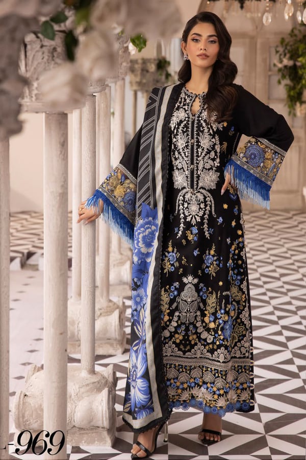 Shiffonz luxury linen 3 piece embroidered suit
