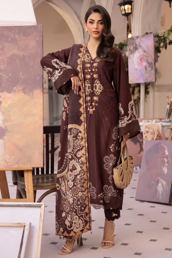 Shiffonz luxury linen 3 piece embroidered suit