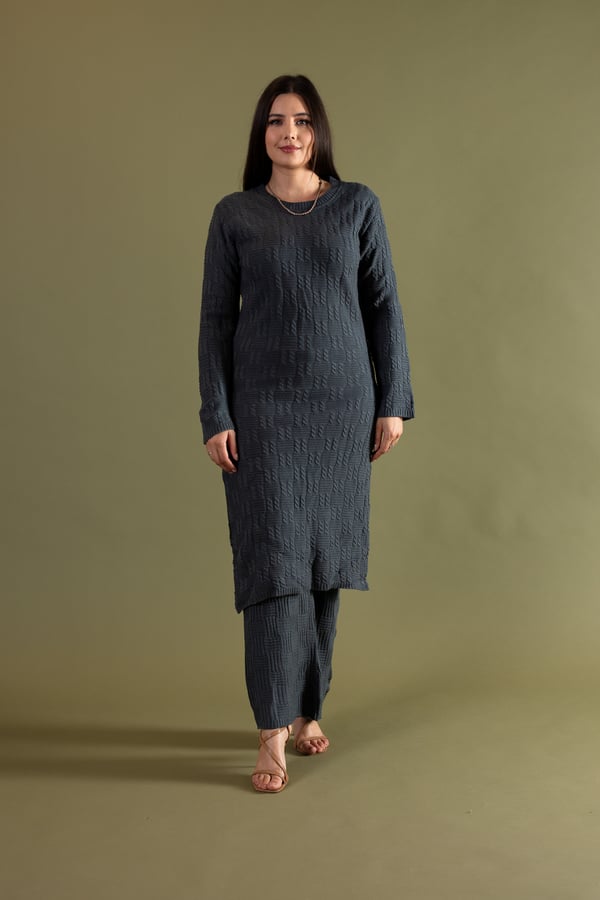2 Piece knitwear co-ord set - DGREY, Large