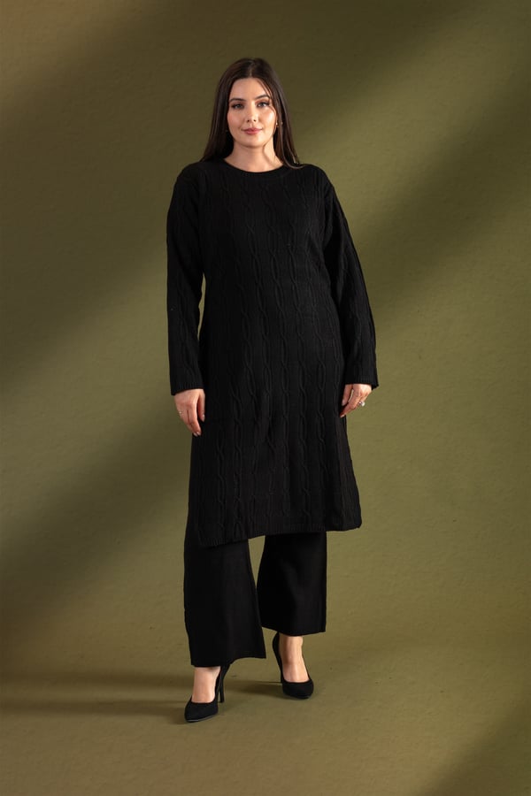 2 Piece wool knitwear co-ord set - Black, XL