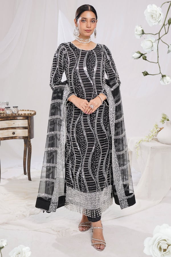 Mirey luxury collection 3 piece embroidered suit - Black, Large