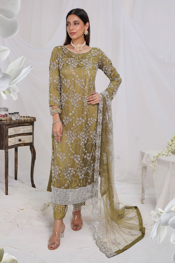 Mirey luxury collection 3 piece pearl embroidered suit