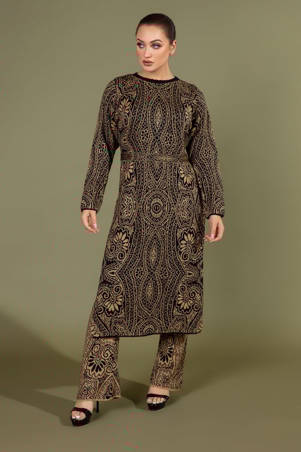 Jacquard printed knitwear co-ord set