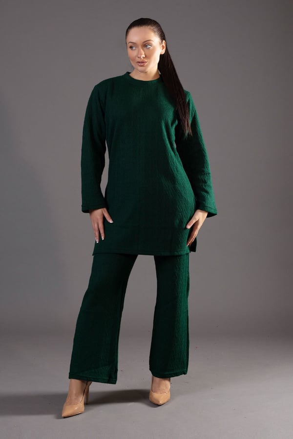 Knitwear wool co-ord set - DGREEN, X - Large