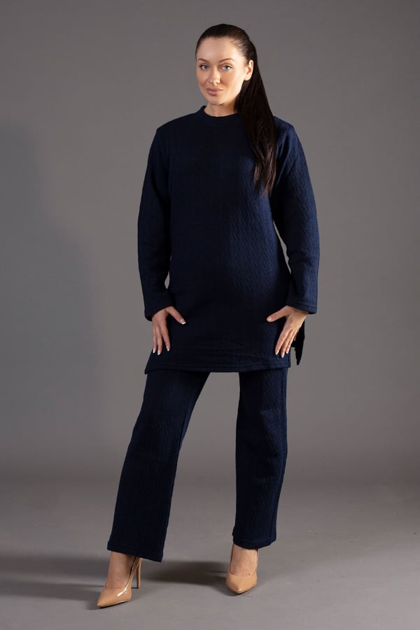 Knitwear wool co-ord set - Navy, X - Large