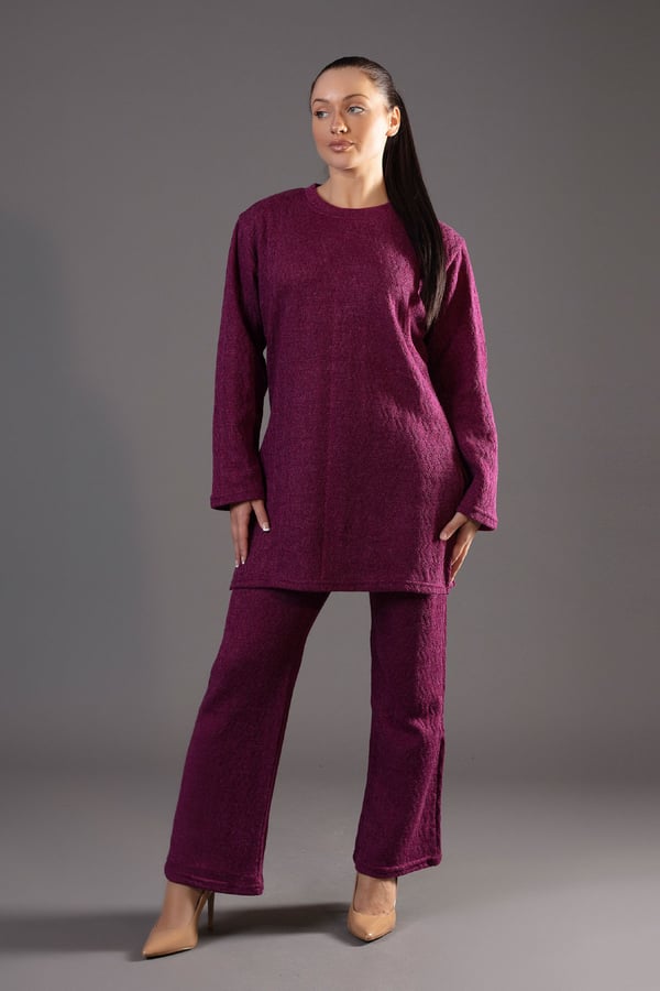 Knitwear wool co-ord set - Purple, X - Large