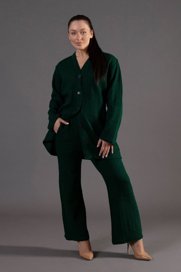 Knitwear wool co-ord set - DGREEN, X - Large