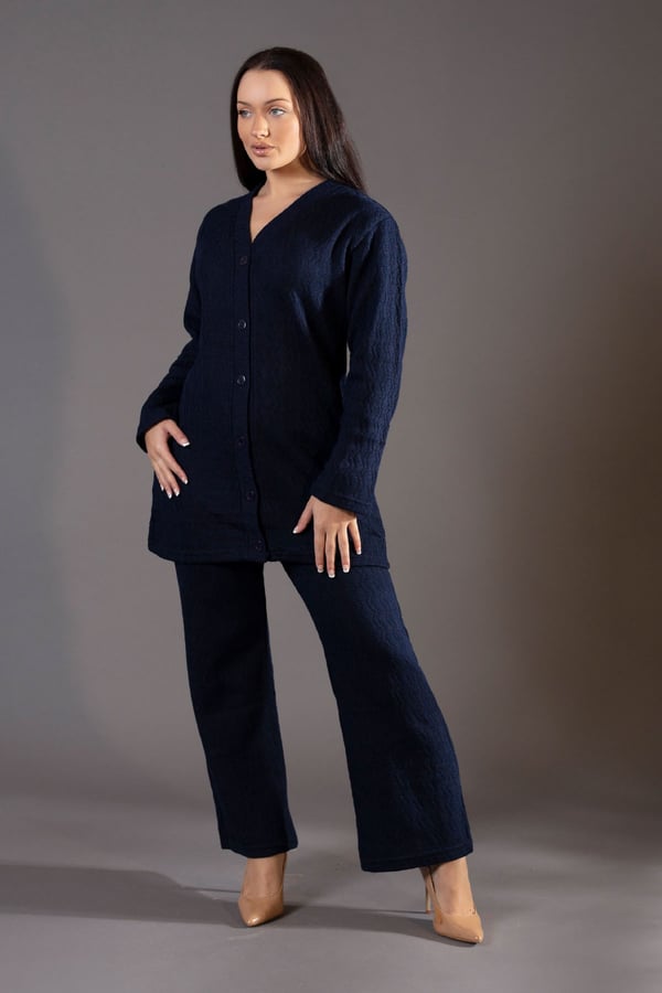 Knitwear wool co-ord set - Navy, X - Large